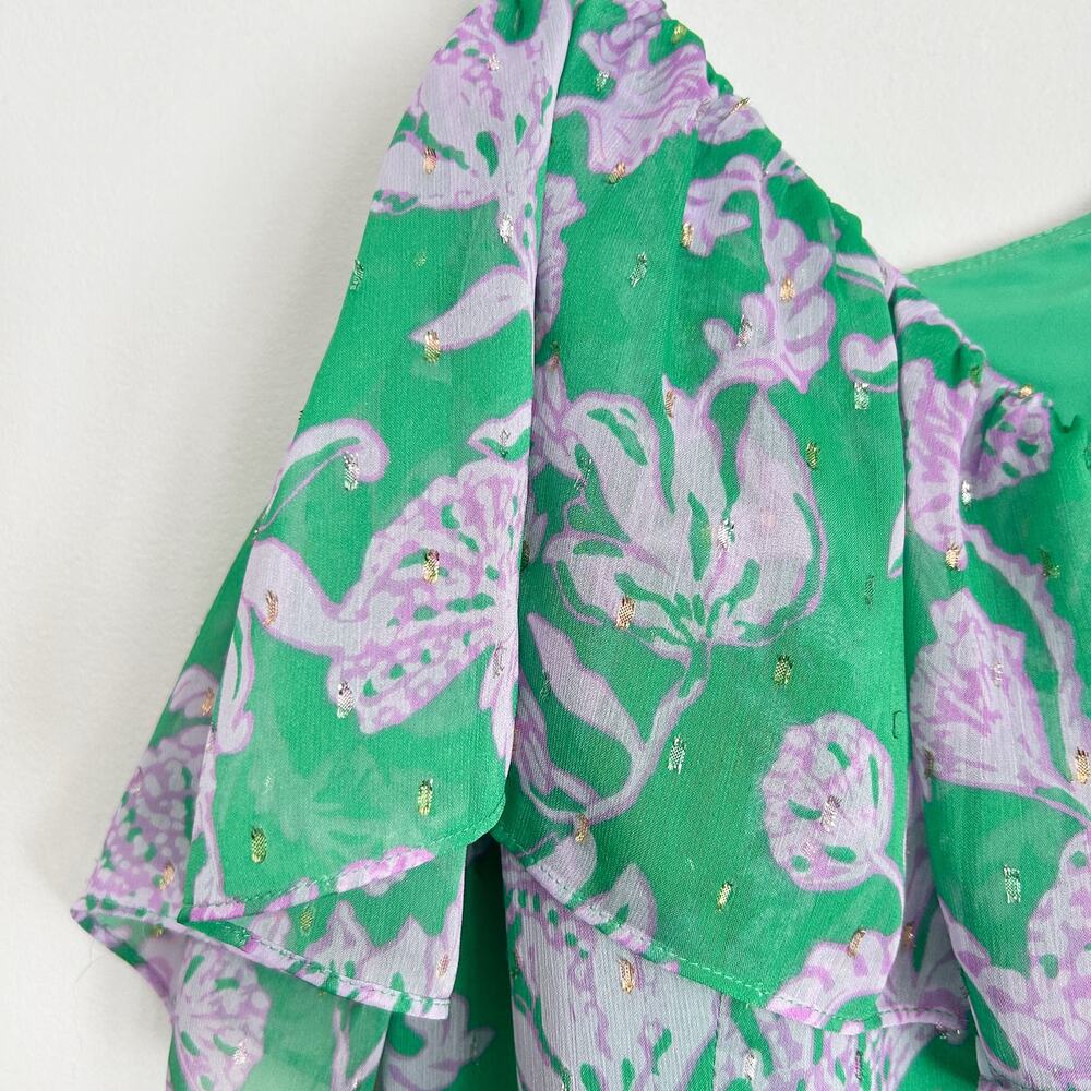 Lilly Pulitzer Rosalynn Ruffle Maxi Dress Green Size 8 - Picture 9 of 10